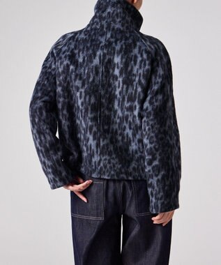 Paul Smith ウールブレンド レオパード スタンドブルゾン ブルー