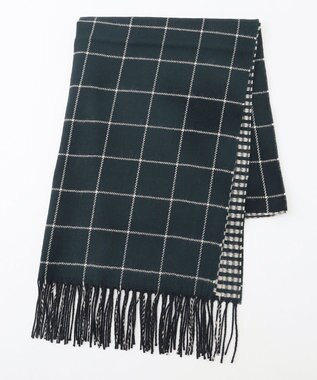 JOSEPH ABBOUD 【フランス製・リバーシブル】ウィンドウペン ストール ネイビー系4