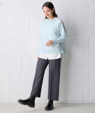 UNFILO イージーケア ワイドパンツ チャコールグレー