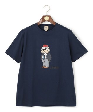 J.PRESS MEN 新デザイン【BULLDOG BOY】プリント Tシャツ ネイビー系