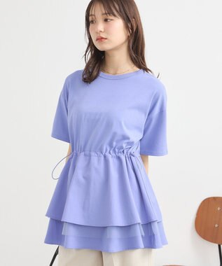 earth music&ecology 【接触冷感/洗濯機可】異素材ドッキングドロストチュニック Blue