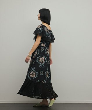 GRACE CONTINENTAL レースコンビクロスステッチワンピース ブラック