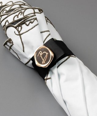 AURORA Beaurance ビューランス カリグラフィー刺しゅう柄 晴雨兼用パラソル傘 (トップフラット折傘) ホワイト