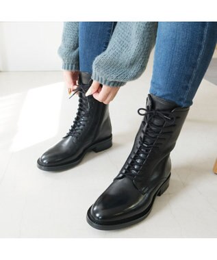 Pointer 本革レースアップブーツ ブラック