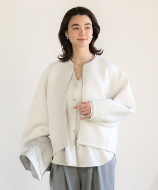 Green Parks ＳＥＴ２点スキッパーブラウス＋プリーツスカート Ecru