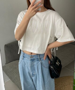 WEGO ロゴレースドロストショートT ホワイト