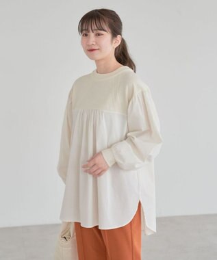 Green Parks ミニケーブルドッキングニットチュニック Ecru