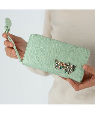 tsumori chisato CARRY キラネコストーン ラウンドファスナー長財布