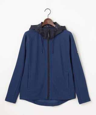 JOSEPH ABBOUD MOUNTAIN 【異素材コンビネーション】グリットワッフルアクティブパーカー ブルー系