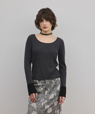 GRACE CONTINENTAL バイカラーリブニットトップ