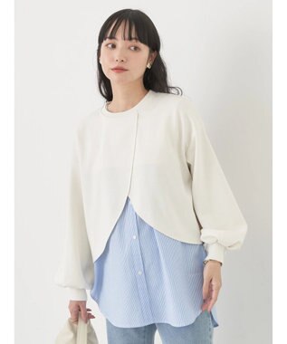 earth music&ecology ＳＥＴ２点カットプルオーバー＋シャツドッキングタンク Ivory