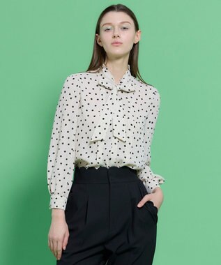 TOCCA PROMISE RIBBON ROSETTE ドット柄ブラウス