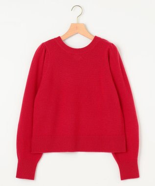 組曲 【8色展開・前後着用可】ウールカシミヤミックス パフスリーブ ニット ルビーレッド系