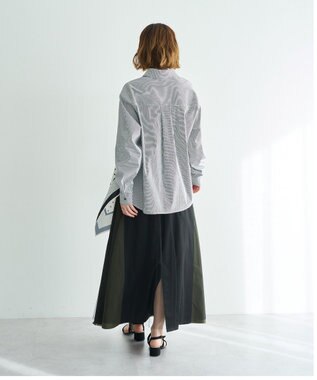 YECCA VECCA スカーフデザインアシメシャツ Stripe