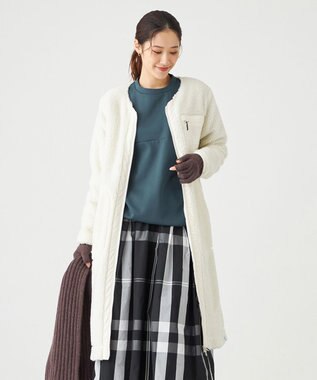 SHARE PARK LADIES 【LADIES】ボアフリースロングカーディガン オフホワイト
