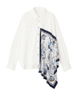 YECCA VECCA スカーフデザインアシメシャツ White
