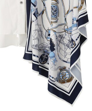 YECCA VECCA スカーフデザインアシメシャツ White