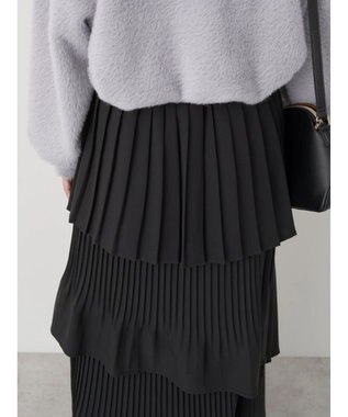 earth music&ecology ミックスプリーツティアードスカート Black