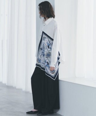 YECCA VECCA スカーフデザインアシメシャツ White