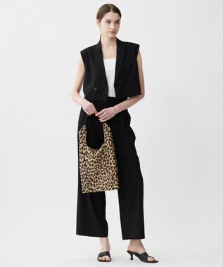 ICB 【接触冷感・UVカット・洗える】 T/Rドライリネン ショートジレ ブラック系