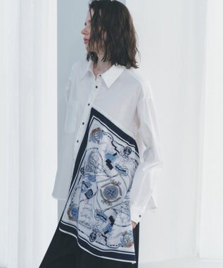 YECCA VECCA スカーフデザインアシメシャツ White