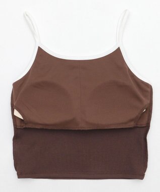 WEGO 【カップ付きインナー】ワンポイント刺繍キャミ ブラウン