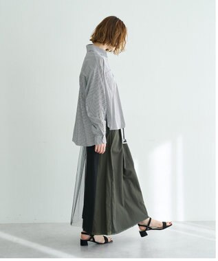 YECCA VECCA スカーフデザインアシメシャツ Stripe