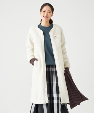 SHARE PARK LADIES 【LADIES】ボアフリースロングカーディガン オフホワイト