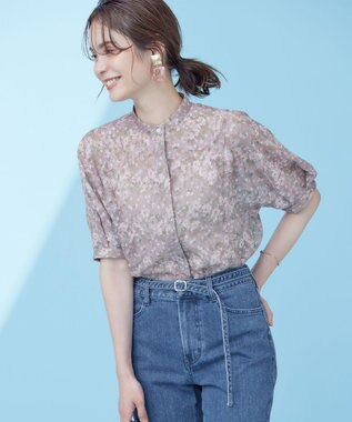 組曲 S 【WEB限定】フラワーボーダージャカードプリント ブラウス