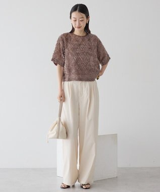 AMERICAN HOLIC フリンジジャガードブラウス Mocha