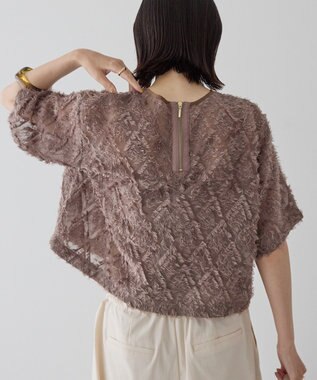 AMERICAN HOLIC フリンジジャガードブラウス Mocha