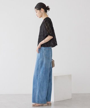 AMERICAN HOLIC フリンジジャガードブラウス Black