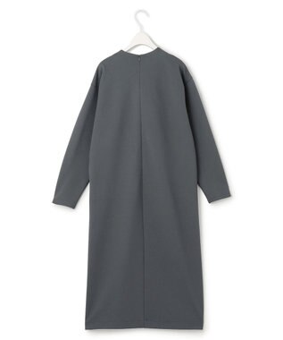 ICB 【WEB限定・洗える】ストレッチポンチ Vネックワンピース ダルブルー系