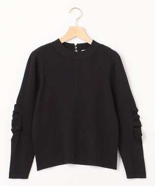 組曲 Elena フリルスリーブ ニットプルオーバー ブラック系