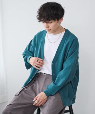 WEGO 【ユニセックス着用ITEM/紫外線対策/冷房対策】オーバーフィットドライタッチカーディガン ブルー