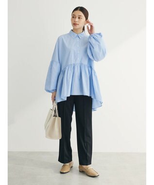 Green Parks らくスレストレートパンツ Black