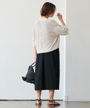 自由区 【洗える・XSサイズあり】ハイツイストコットンアセテートメッシュ カーディガン ベージュ系