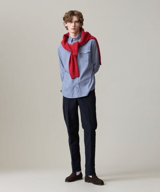 J.PRESS MEN ストレッチ コットンネルシャツ ブルー系3