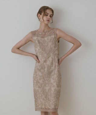 GRACE CONTINENTAL コ－ド刺繍タイトドレス