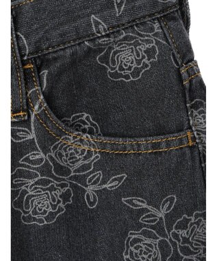 Green Parks ・Ｄｏｕｂｌｅ　Ｆｌａｇｓ　フラワー抜染ストレートデニム Black