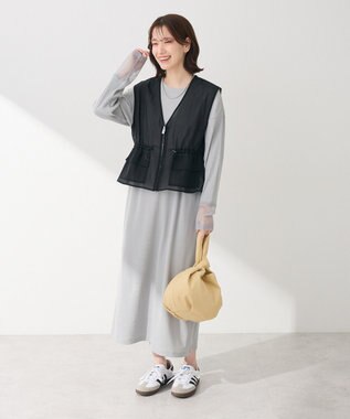 Green Parks ＳＥＴ２点シアーナイロンベスト＋リブワンピース Gray