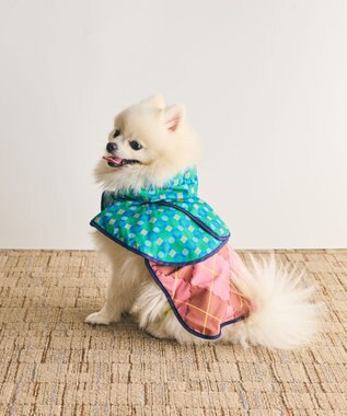 COQ PLAID ARGYLE ドッグポンチョ レインコート グリーン