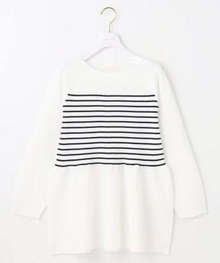 ANY SIS 【洗える】スポンディッシュペプラム ニット オフ×ネイビー