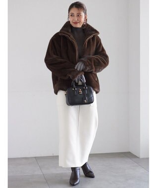 Te chichi 【宮本茉由着用】グラデーションファースタンドジャケット ブラウン