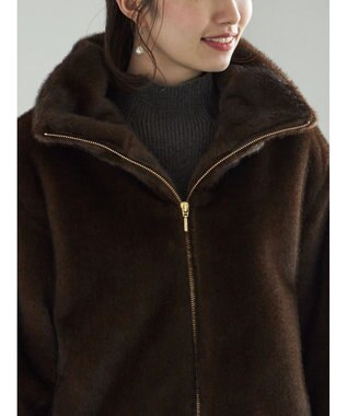 Te chichi 【宮本茉由着用】グラデーションファースタンドジャケット ブラウン