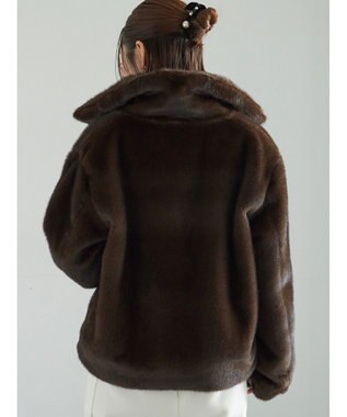 Te chichi 【宮本茉由着用】グラデーションファースタンドジャケット ブラウン