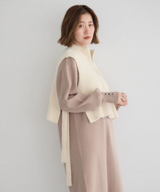 YECCA VECCA 【2点SET】ZIPベストセットニットワンピース Beige