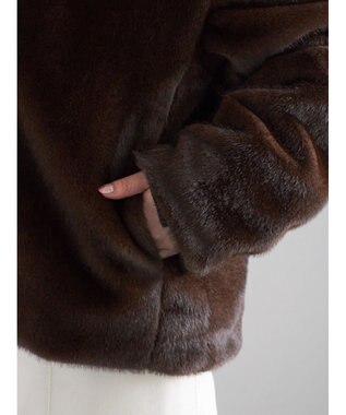 Te chichi 【宮本茉由着用】グラデーションファースタンドジャケット ブラウン