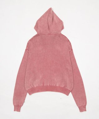 WEGO 【ユニセックス着用ITEM】ブリーチニットグラフィックZIPパーカー ピンク