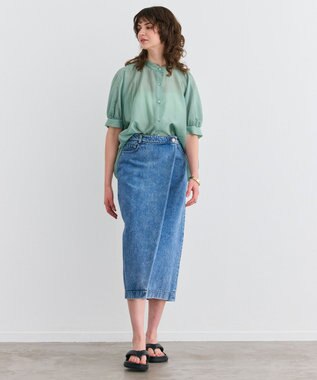 BEIGE， 【洗える】AMARYLLIS / シアーパフオーバーサイズブラウス Green